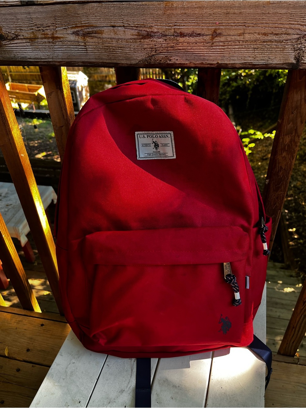 U.S. Polo Assn. Red Canvas Classic Backpack Laptop Sleeve Travel School - Picture 13 of 14